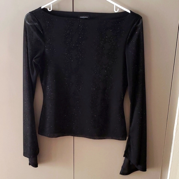 Fabulous Eyeshadow sheer shimmery bell sleeve top - Picture 1 of 9